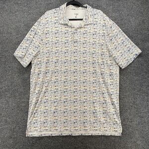 1764 Polo Shirt Mens 2XL White Guitar All Over Print Stretch Performance Golf